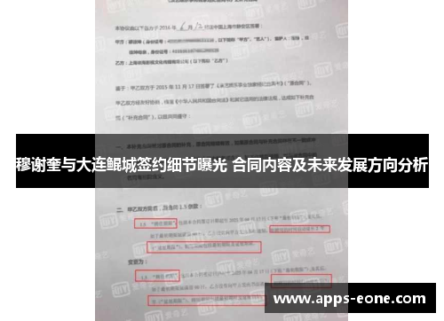 穆谢奎与大连鲲城签约细节曝光 合同内容及未来发展方向分析